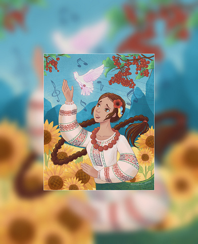 Remarkable Ukrainians | Marusiia Churai artwork background bird of peace book illustration character art design flower illustration kalina no war raster stand with ukraine sunflower ukraine