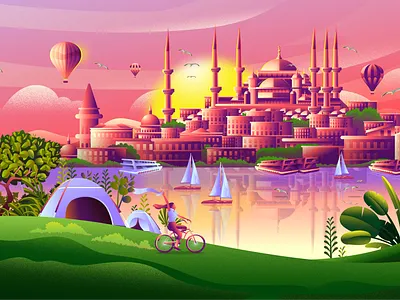 Istanbul city illustration. art branding city illustration creative desginer design head headder exploration hero section illustration illustrator minimal travel travel illustration ui illustration