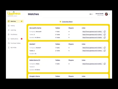 Uppiness - Dashboard Panel app application clean dashboard design online game panel saas typography ui user interface ux uxui web app yellow