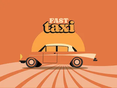 Retro car for taxi service design graphic design ill illustration logo typography vector