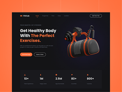 FitClub - Fitness Club Website design dribbble fitness gym landingpage uiux web design webdesign website workout