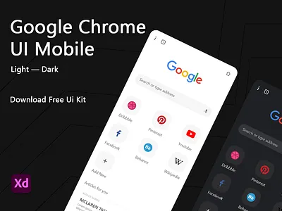 Google Chrome UI Mobile adobe xd design google chrome ui mobile graphic design ui ui kit user interface ux