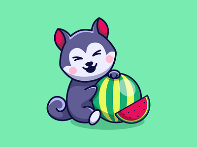 Cat & Watermelon Mascot Design animal cat cute fruit logo mascot nftartist nftcollector watermelon