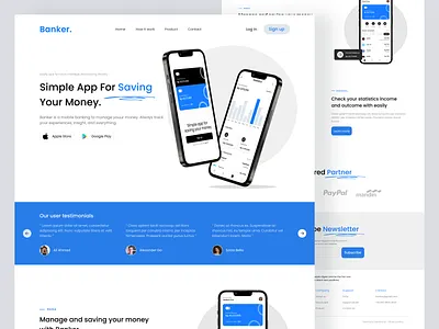 Banker - Landing Page Website bank banking credit card design finance web design finance website financial fintech landingpage landingpagewebsite money app online banking ui uiux ux wallet app web design website website design websitebanking