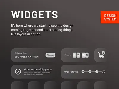 design system: widgets app atom card clean design system grocery illustration minimal molecules oragnisms pages template ui ux widget