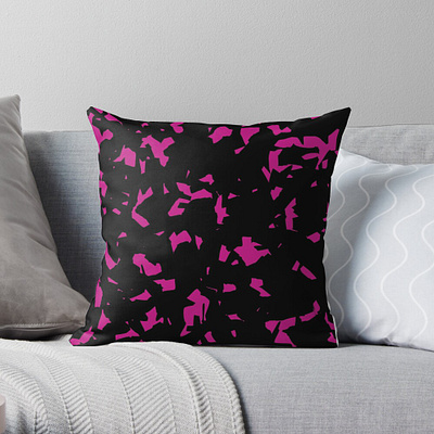 Pink Throw Pillow black camo camouflage comfort curves design digital graphic pink seamless styled