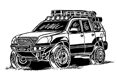 Sketchy GX470 adventure branding camping design graphic design illustration lexus outdoor overland roughing it vector vehicle