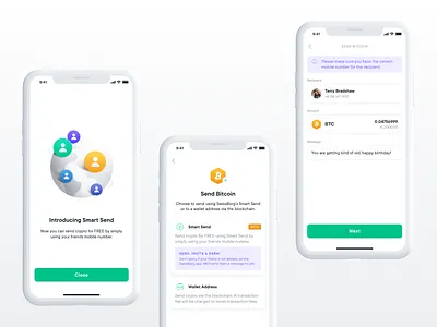 Smart Send Release 💡 android banking bitcoin contact crypto crypto currency fintech globe illustration investment ios metaverse mobile mobile app nft send send crypto transfer ui world wide