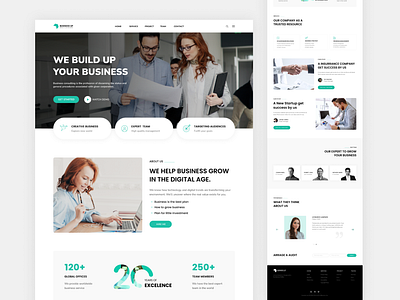 BUSINESS UP - Business Landing Page branding business clean corporate creative design figma homepage landing page landing page design minimal theme u ui uiux ux web design website wordpress