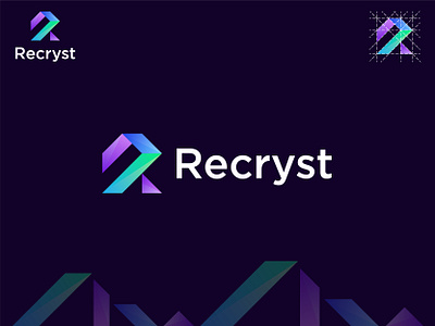 Modern R Letter Crystal Stone Logo abstract logo blockchain brand identity branding crypto cryptocurrency crystals design gem gemstone geometric logo gradient logo logo design modern letter logo modern logo nft r letter logo r logo vector