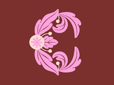 Custom Letters capital c custom type decorative lettering design graphic design hand lettering illustration letter c pink lettering pink typography screen print script brush typography vintage illustration vintage typography
