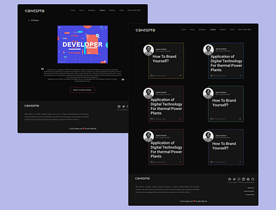 Events Page: Overview & Description colorful darktheme design event figma hero ui