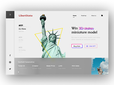 NFT 3D Statue Web Landing Page 3d crypto design illustration landing landingpage modern nft page statue store ui ui design vector web website