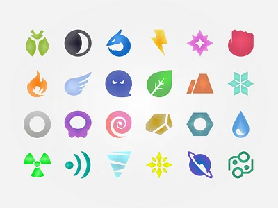 Gradient Pokemon Types fakemon gradient icons pokemon pokemon types video game