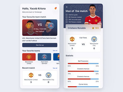 Tendangin - Football App Exploration android app club design figma football ios iphone mobile mobile design mobileui ui ui ux ui design uidesign uisupply uiux user interface uxui visual