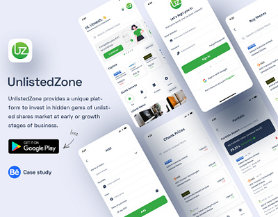UnlistedZone App (LIVE) app branding business design finance graphic design illustration interaction investment investors marketing digital service shares shares trading stocks ui uiux unlistedzone