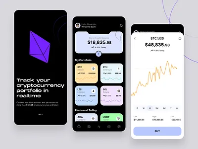Crypto Wallet - Dark Mode app design icon illustration minimal typography ui ux vector