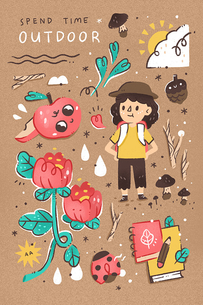 Spend Time Outdoor cute illustration nature outdoor
