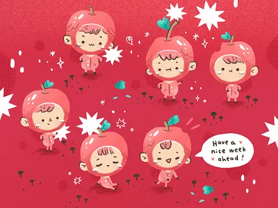 Apples apple cute fun illustration
