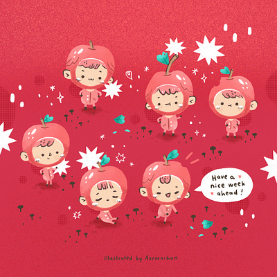 Apples apple cute fun illustration
