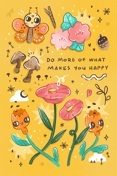 Flowers Here cute flower illustration love
