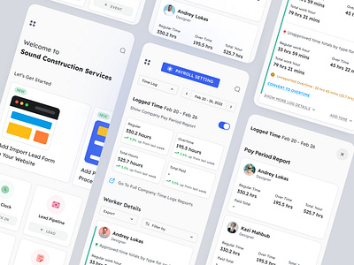 Service Construction App - Mobile View clean construction app employee works mobile app pay report responsive design service app service construction sound construction task time logged report time tracking ui ux web app work report