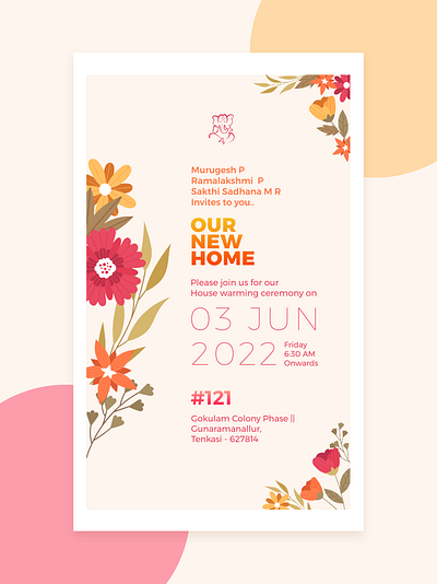 Housewarming e-card branding design e card floral housewarming illustration mrss