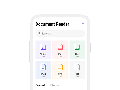DocReader close-up app clay design mobile reader simple ui