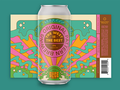 The West Is The Best beer design beer label california beer groovy original pattern packaging retro slice beer co