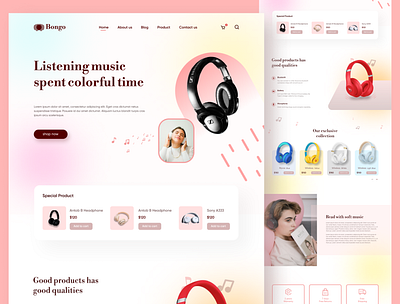 Headphone landing page UI