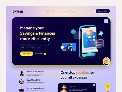 OXYZEN Financial Agency Website Design 3d accounting agency business company creativework darkmode finacial finance graphic design illustration landingpage management savings startups uiuxdesigner webdesign website webuiux
