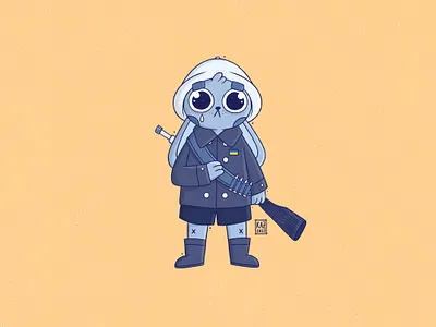 Peace for Ukraine 🕊 💛 💙 bunny cartoon character design cute design gun illustration kawaii peace for ukraine peace not war procreate rabbit ukraine war