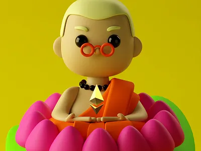 Monk Eth 3d 3dcharacter 3dmodel 3dmodelling 3dsmax blender blender3d design eth illustration monk nft