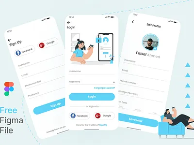 Login Sign up and user profile Screens app app design design figma file free figma file free file free ui login login and sign up app login sign up and user profile mobile app mobile app design mobile ui profile design sign up ui uiux user profile user profile design