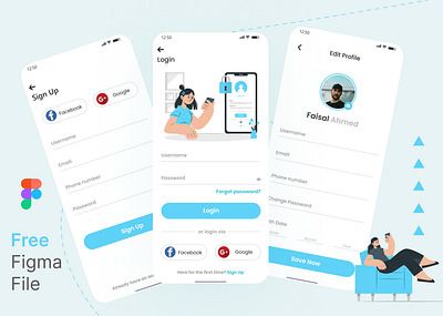 Login Sign up and user profile Screens app app design design figma file free figma file free file free ui login login and sign up app login sign up and user profile mobile app mobile app design mobile ui profile design sign up ui uiux user profile user profile design