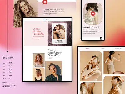 Fashion Model Agency- layout Bundle branding consultancy design hire model landing page layout mobile modeling photography responsive template design ui user interface ux web design web template website