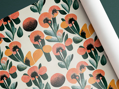 Floral Red and Orange Botanical Surface Pattern Design floral floral pattern illustration pattern procreate surface pattern surface pattern design