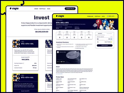 Cega Project - Web App cega clean defi design figma finance financeapp fresh illustration mobile product design startup ui unique ux web app webflow website website design yellow