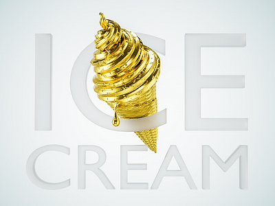 The golden icecream 3d illustration 3d visualization art direction blender3d golden icecream illustration