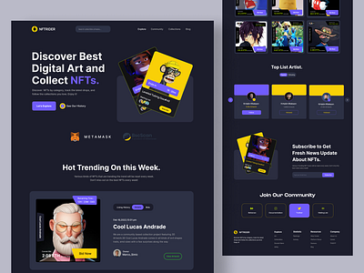 NFT Marketplace Web: Landing Page besnik design landing page marketplace nft nft marketplace product design uihut uiux design uiux design agency web web deign website website design