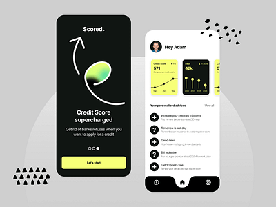 fintech banking: mobile app app banking bill credit credit score data debt fintech invoice mobile mobile app payment score transactions