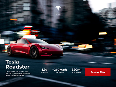 Tesla Roadster automobile banner design branding car design graphic design hero section roadster tesla