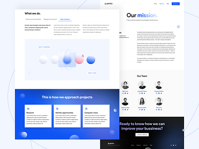 Pento Website / About Us 2022 about us agency ai artificial intelligence blue tech branding design design studio illustration landing machine learning startup tabs tech ui ux web website