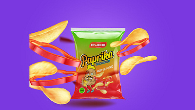 Pure Paprika Potato Chips branding chips clean food illustration illustrator logo malawi mockup norway packaging photoshop potato psd template ui ux vector web