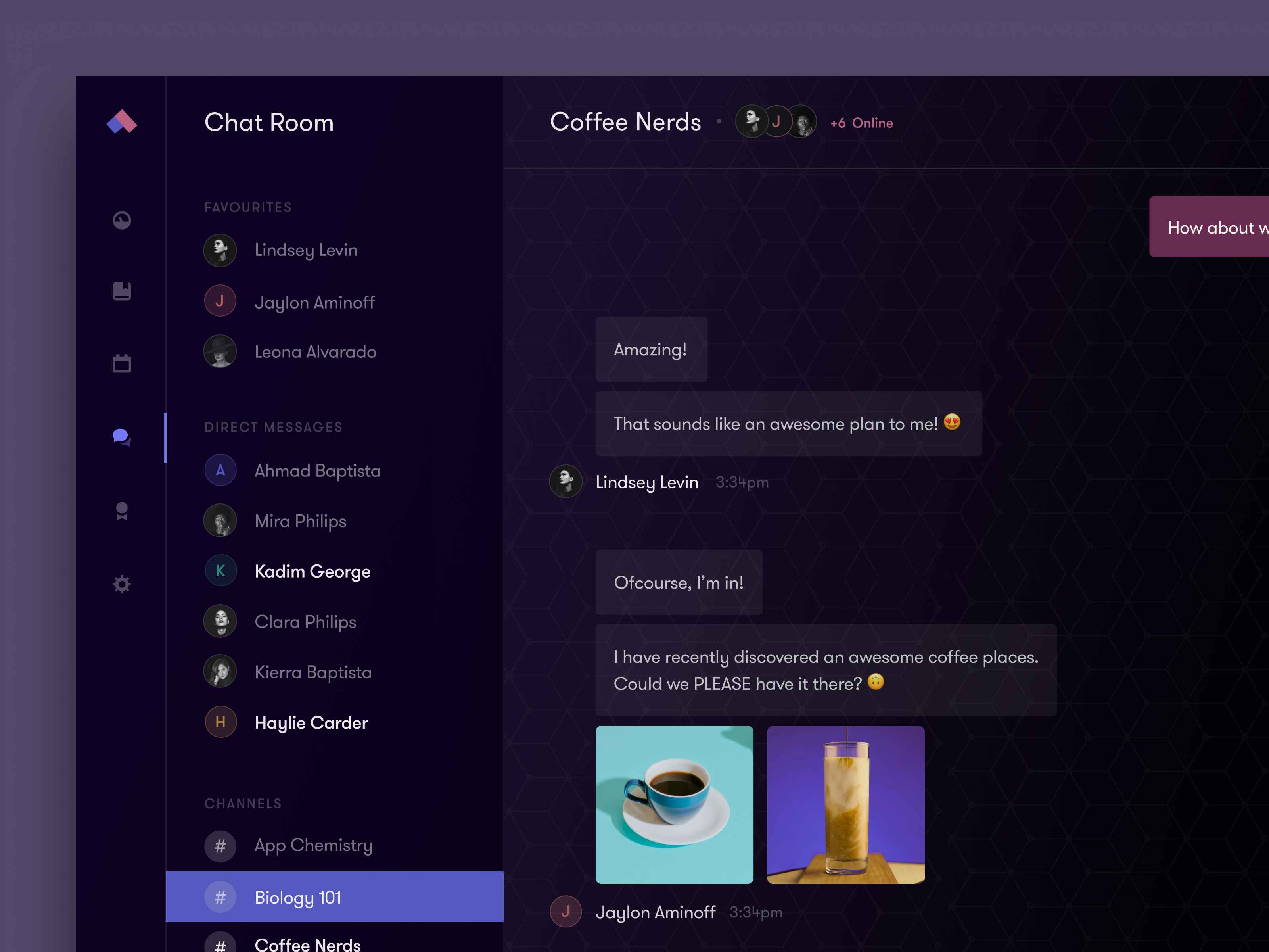 Chat UI app chat clean courses dark mode dark ui dashboard design minimal product ui ux