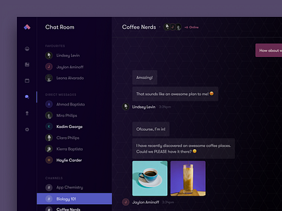 Chat UI app chat clean courses dark mode dark ui dashboard design minimal product ui ux