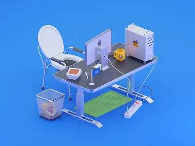 3D artist's workplace 3d 3dart 3dillustration blender illustration render