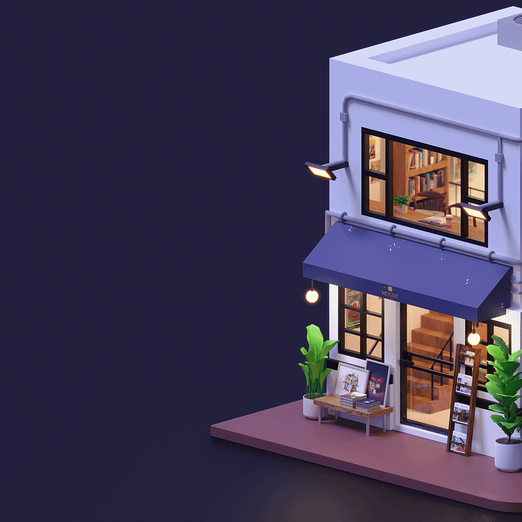 Mount Zero bookstore by To Binh Binh for QClay on Dribbble