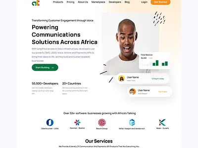 Africa's Talking - Software As a service Page Redesign design fintech illustration mobile design saas ui web web design