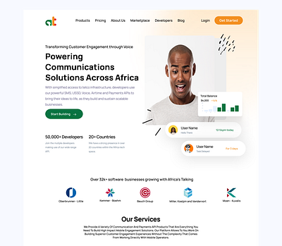 Africa's Talking - Software As a service Page Redesign design fintech illustration mobile design saas ui web web design